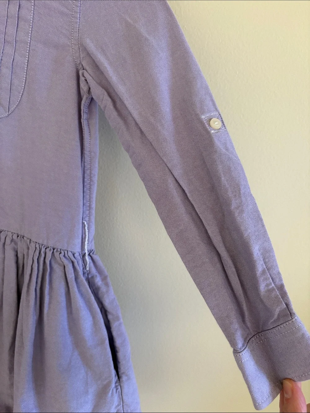 Ralph Lauren Girls Lavender Oxford Pintuck Preppy Dress (MISSING BUTTON & BELT)